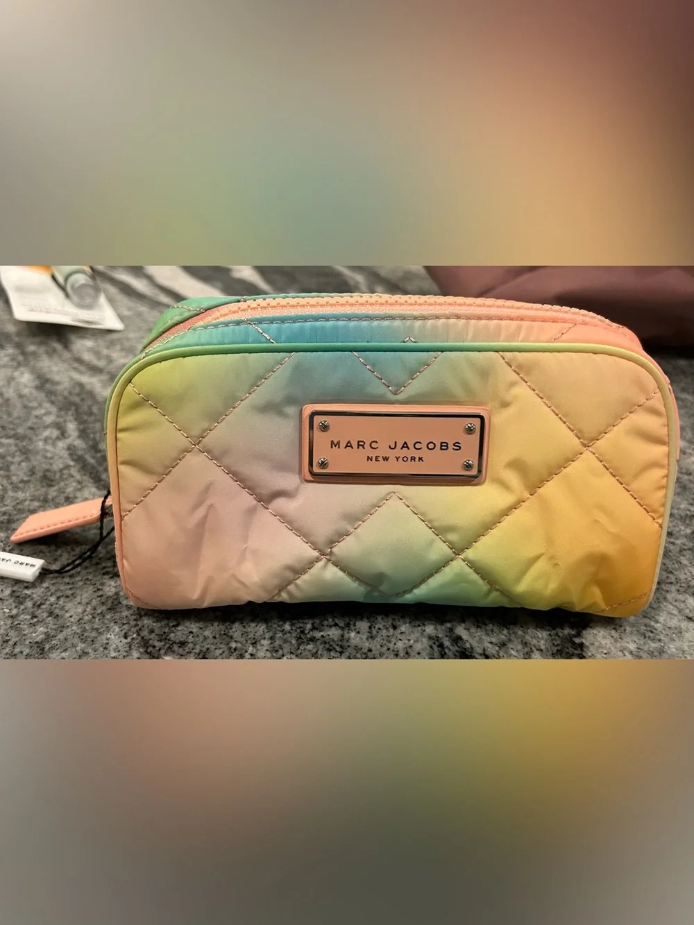 NWT Marc Jacob's Rainbow Colored Quilted Cosmetic Makeup Bag